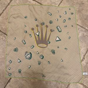 Authentic Rolex Gold and Green Silk Scarf